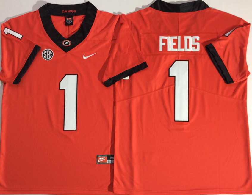 NCAA Men Georgia Bulldogs Red #1 FIELDS->ncaa teams->NCAA Jersey